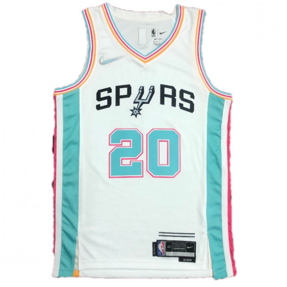 Men's San Antonio Spurs Manu Ginobili #20 White 2021/22 Swingman Jersey - City Edition-Pro Kit Vault | Brand New 26/27 Sports Jerseys